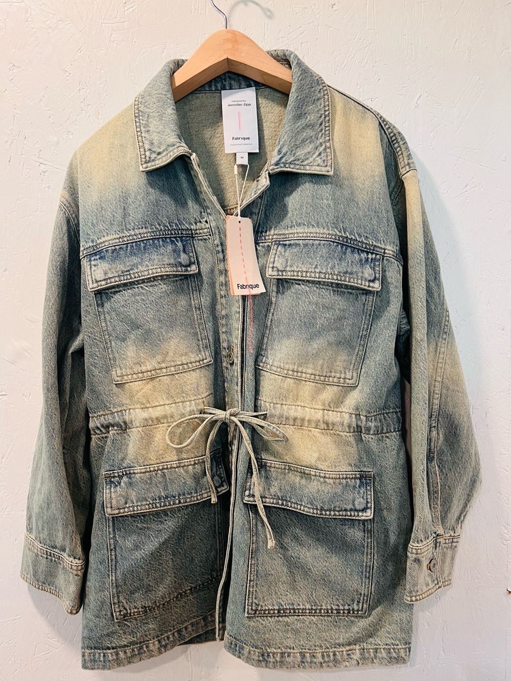 Jennifer Zipp Fabrique Drawstring Denim Jacket. Size M. US 4. UK 8.
